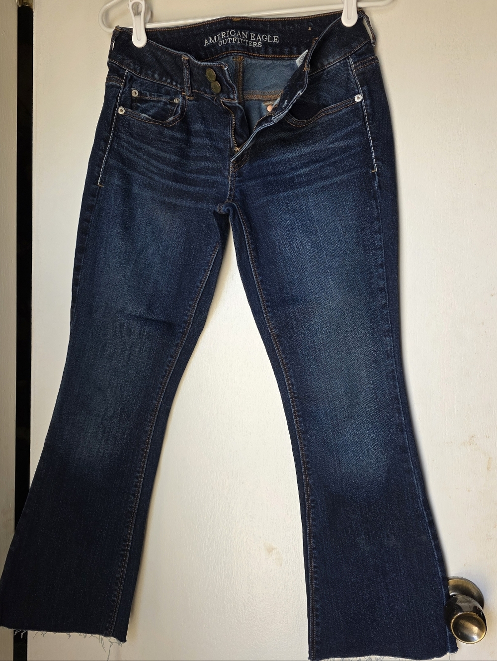American Eagle Outfitters Deep Indigo Cropped Flare Jeans - Women's
